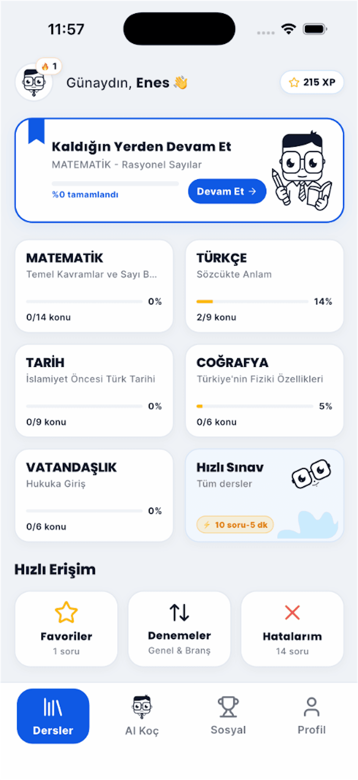 Zaten Akademi Mobil Uygulama Ana Sayfası