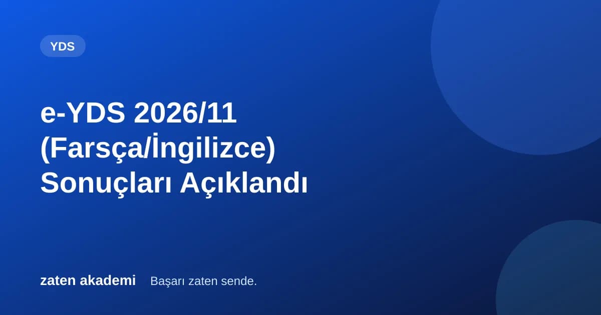 e-YDS 2026/11 (Farsça/İngilizce) Sonuçları Açıklandı
