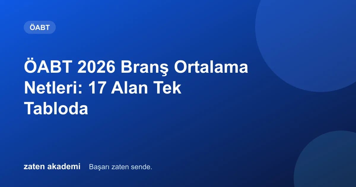 ÖABT 2026 Branş Ortalama Netleri: 17 Alan Tek Tabloda